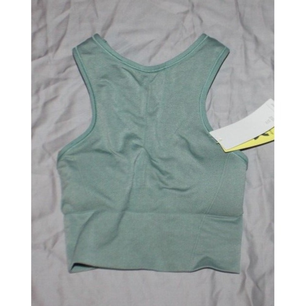 Seamless Medium Support High-Neck Longline Sports Bra - All in Motion, Green XS